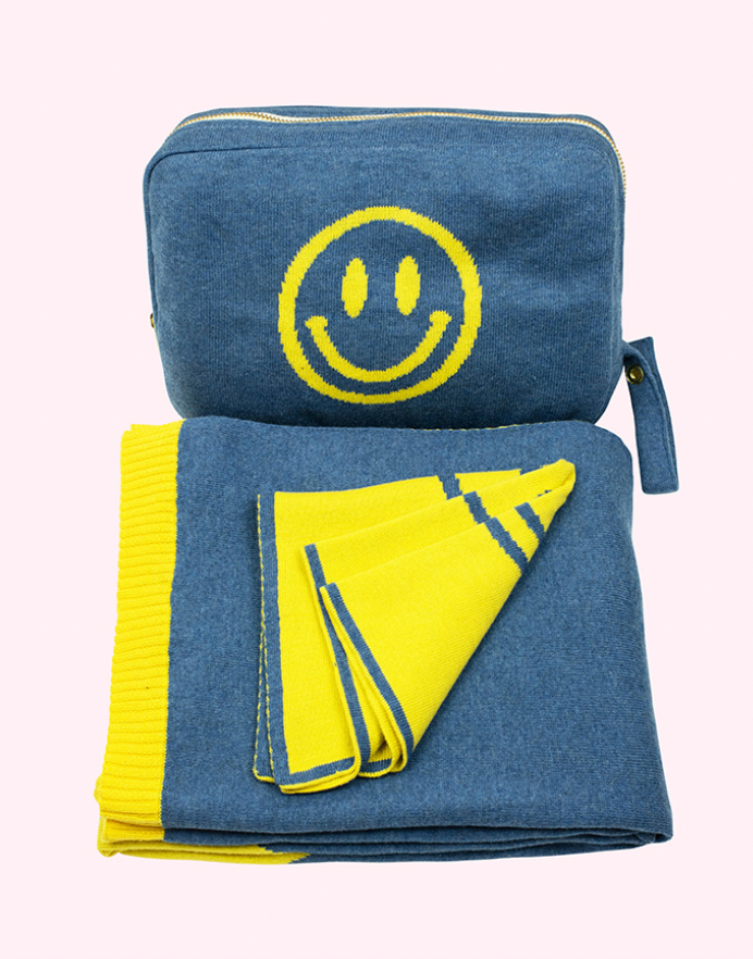 Smile 3 Piece Knitted Baby Travel Set - Marine / Yellow - Give Wink