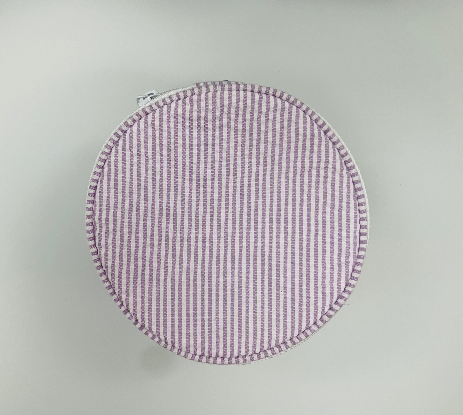 Personalized Seersucker Lilac Round Multi Purpose Pouch - Give Wink