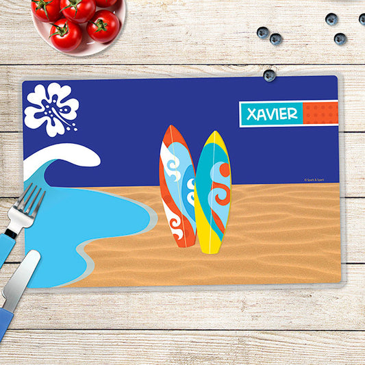 Boy Surfer Personalized Kids Placemat - Give Wink
