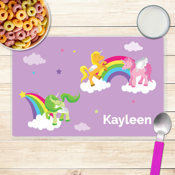 Sweet Unicorns Personalized Kids Placemat - Give Wink