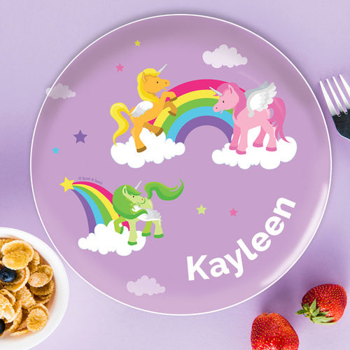 Sweet Unicorns Personalized Kids Plates - Give Wink