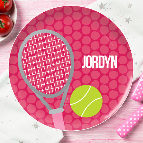 Tennis Fan Girl Personalized Kids Plates - Give Wink
