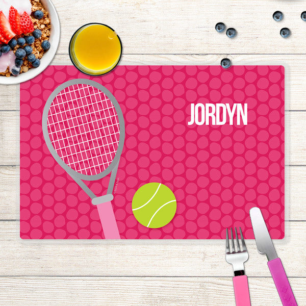 Tennis Fan Girl Personalized Kids Placemat - Give Wink