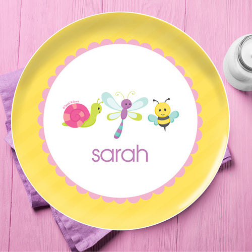Three Sweet Little Bugs Personalized Kids Plates - Give Wink
