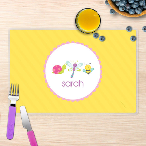 Three Sweet Little Bugs Personalized Kids Placemat - Give Wink