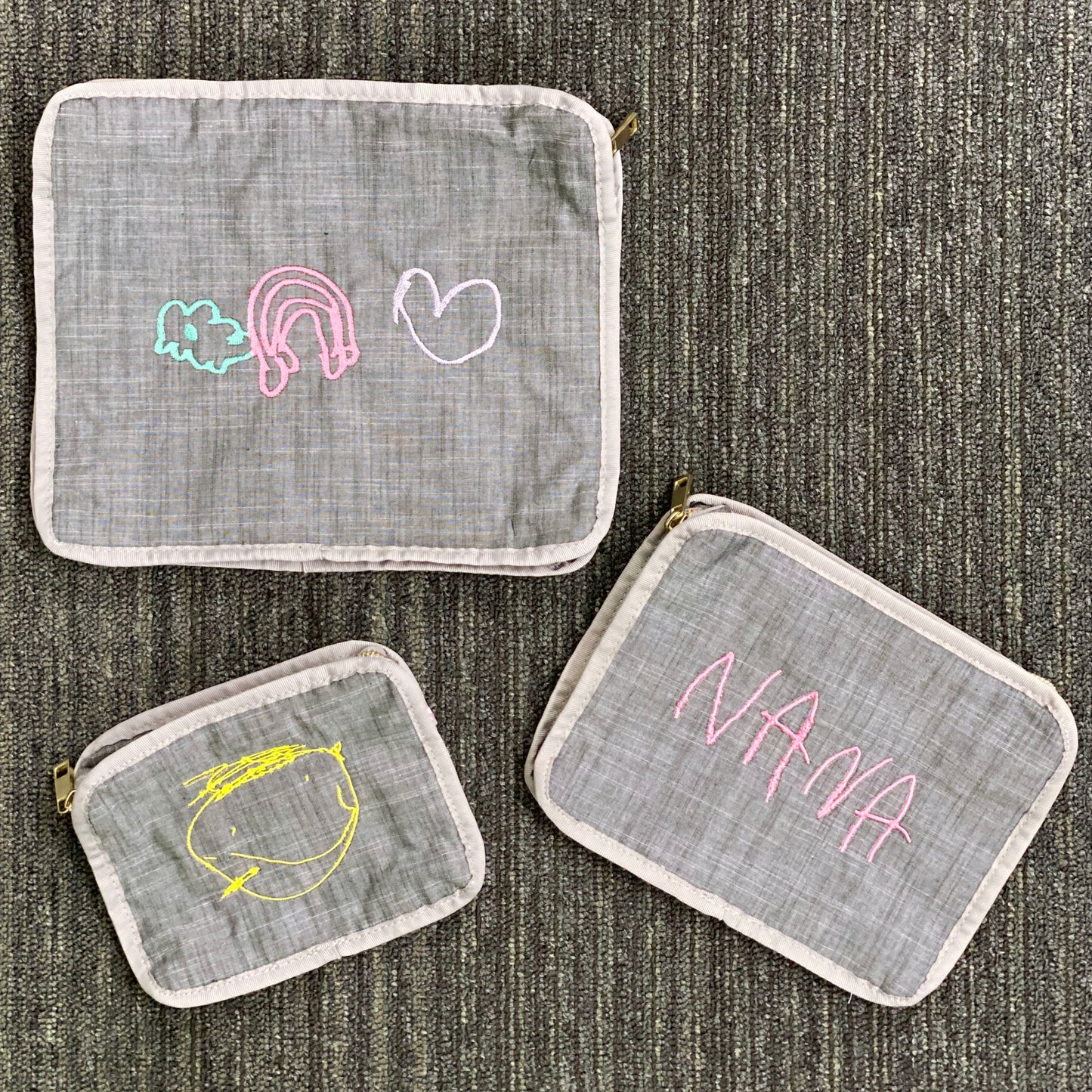 Personalized Chambray Grey Organizing Trio - Give Wink