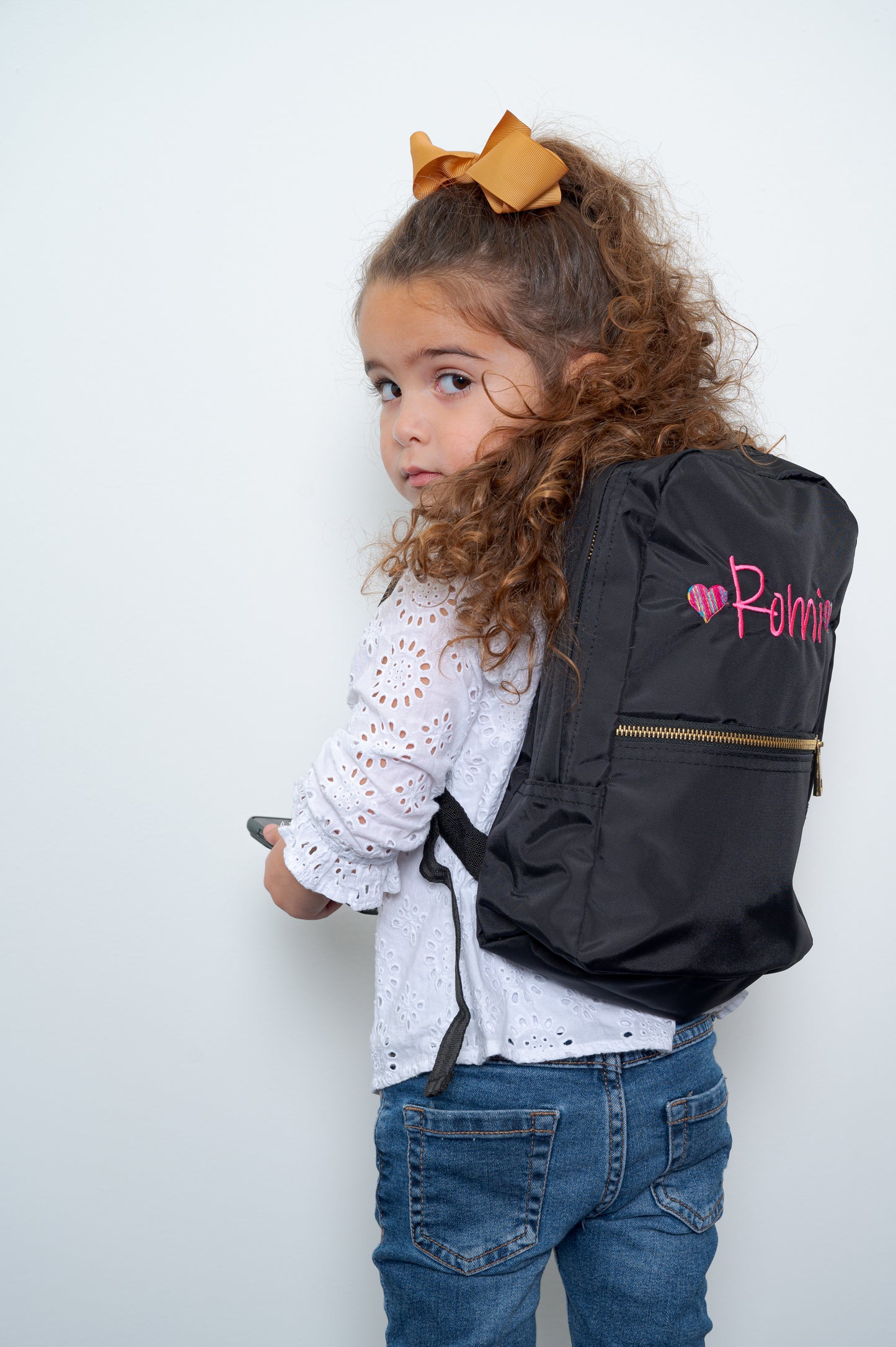 Personalized Nylon Black Brass Small Backpack - Give Wink