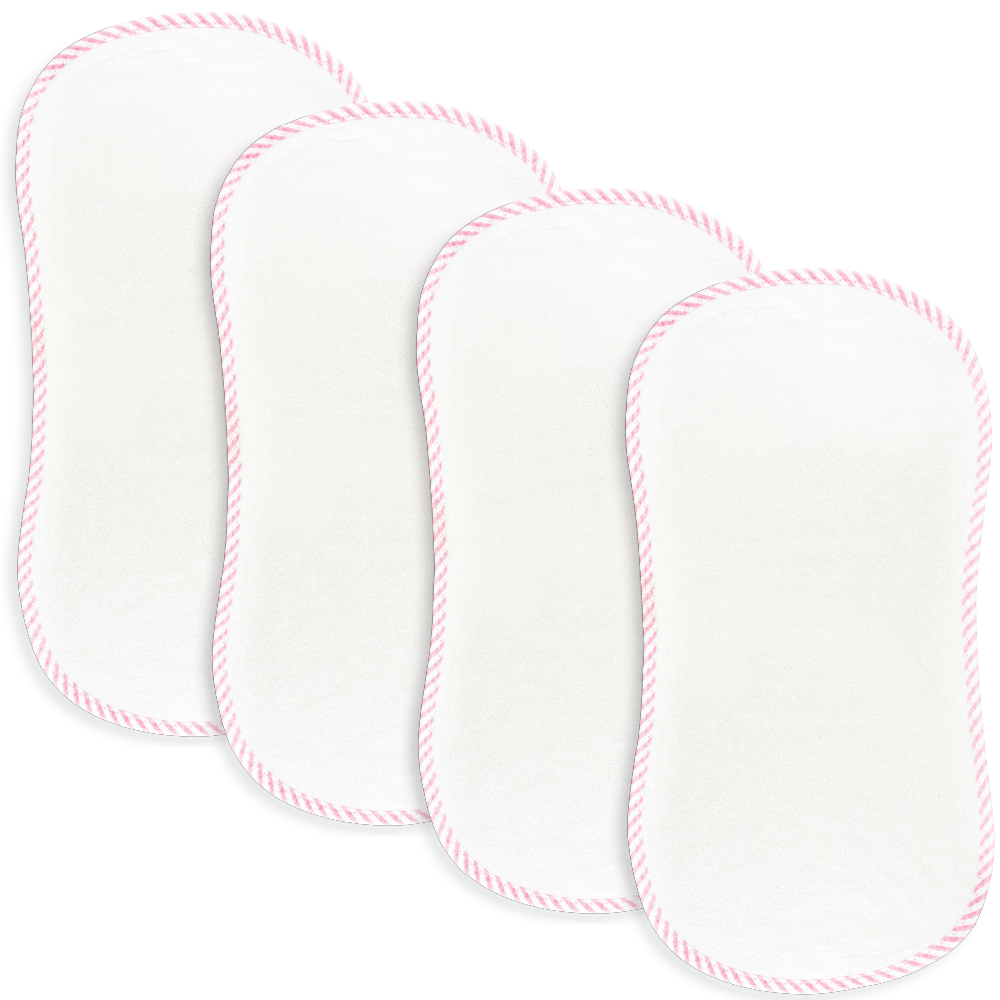Personalized Organic Bamboo Seersucker Pink Terry Burp Cloths 4 Pack - Give Wink