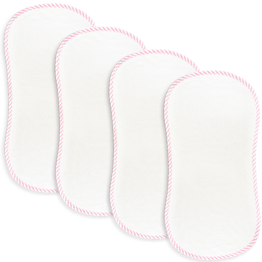 Personalized Organic Bamboo Seersucker Pink Terry Burp Cloths 4 Pack - Give Wink