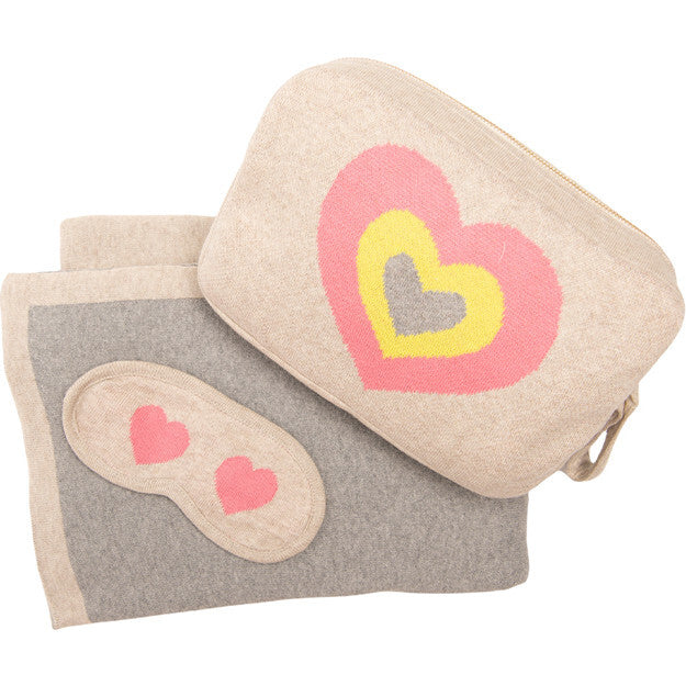 Crazy Hearts 3 Piece Knitted Baby Travel Set - Give Wink