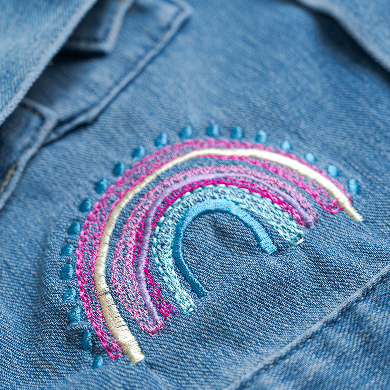 Kids Embroidered Denim Jacket - Give Wink